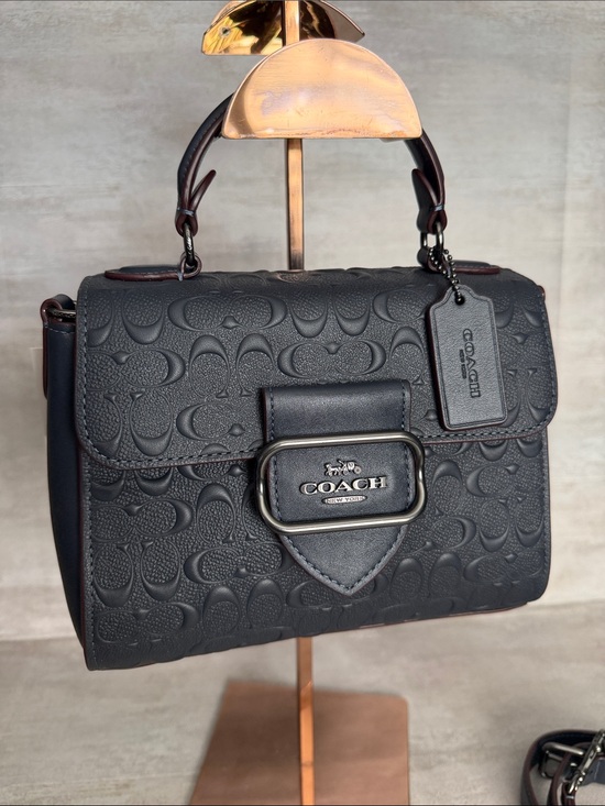 Coach Handbags - COACH Signature Leather Morgan Top Handle Satchel -  Midnight Navy.